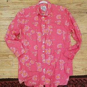 Lilly Pulitzer Sz XL Floral Button Up Blouse